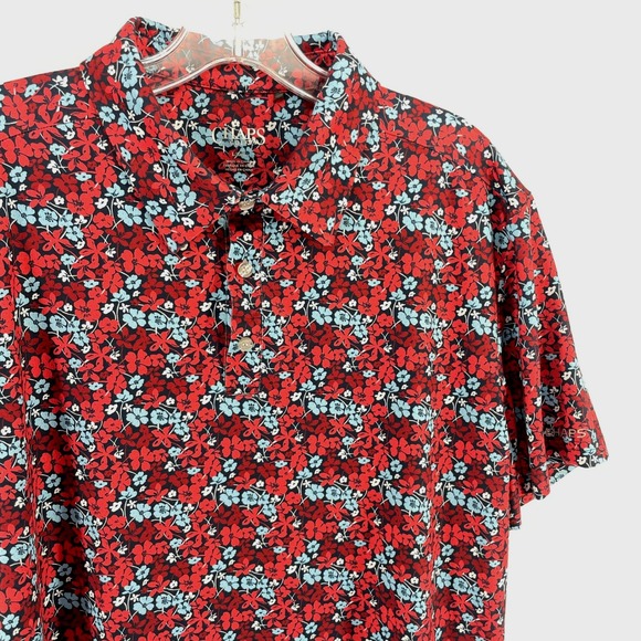 Chaps Golf Other - Chaps Golf Mens Large Red Blue Floral Performance Polo Shirt CHM34KT055